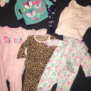 Baby girl clothes , pjs, shoes